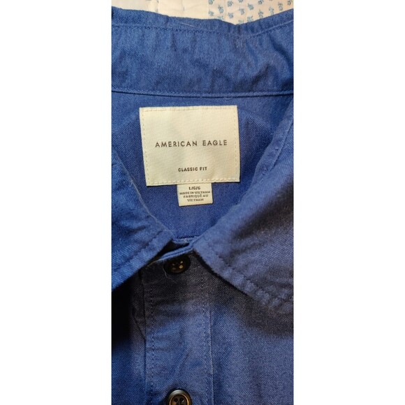 American Eagle Shirt Mens Size L Button Down Classic Fit Blue - Picture 3 of 5